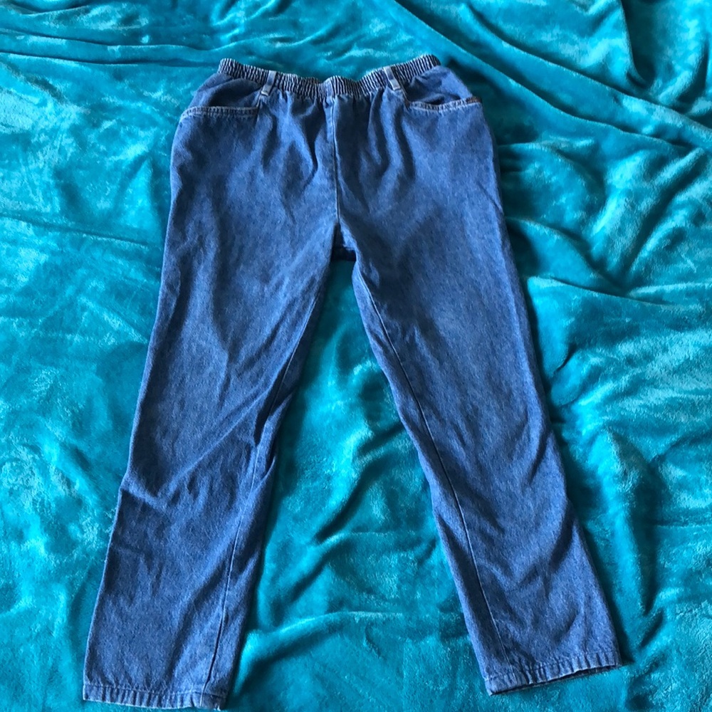 Chic stretchy waist vintage denim pants